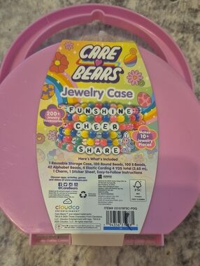 Care Bears Pink Jewelry Case with Multicolored Beads